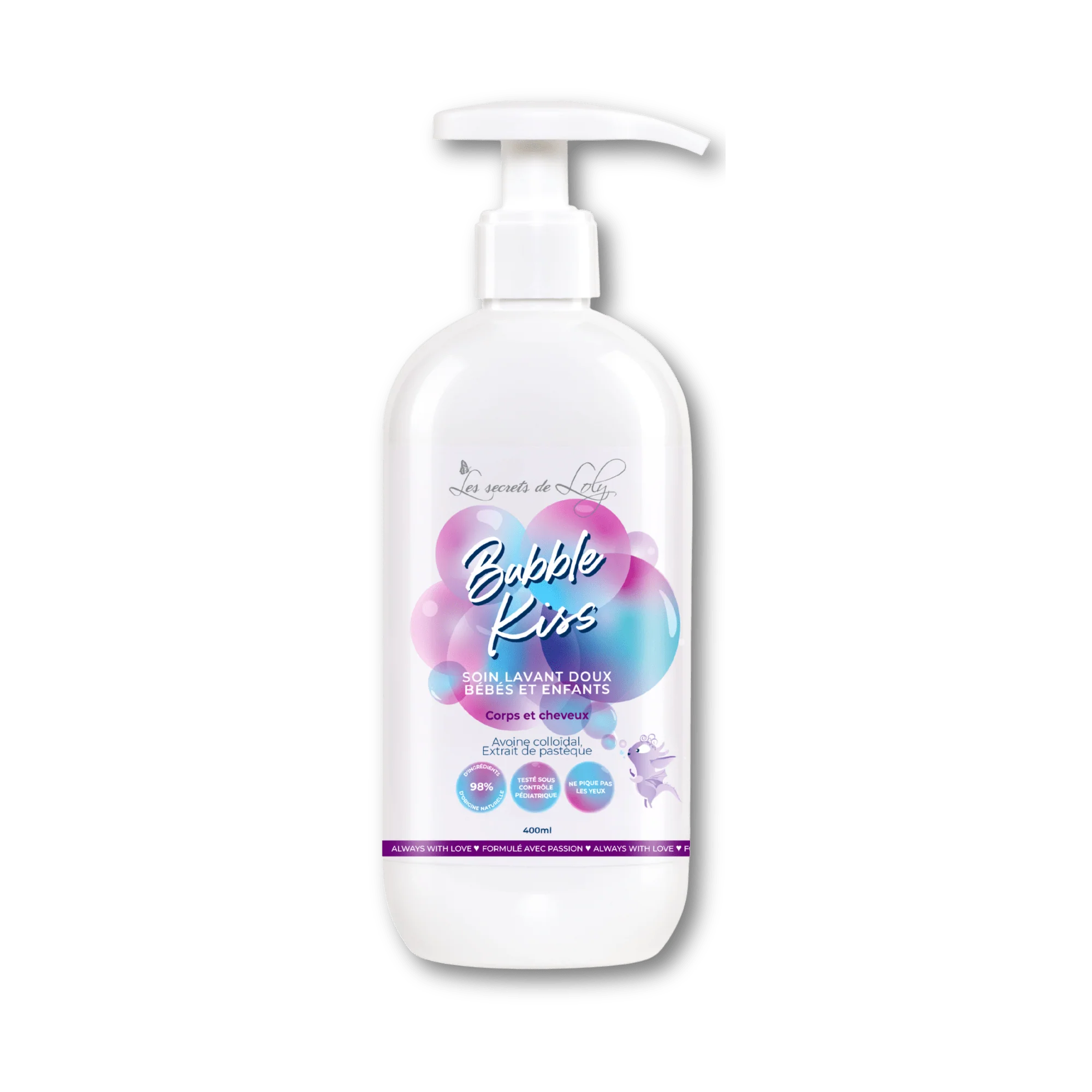 BUBBLE KISS Soin lavant doux Bébé et enfants – Corps et cheveux – FP 400ml